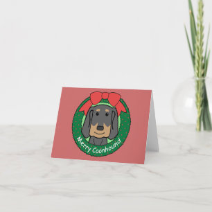 Black and Tan Coonhound Christmas Holiday Card