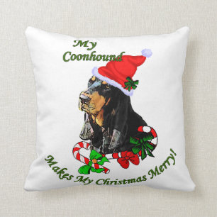Black and Tan Coonhound Christmas Throw Pillow