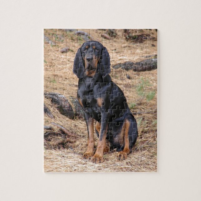 Black and Tan Coonhound Dog Jigsaw Puzzle (Vertical)