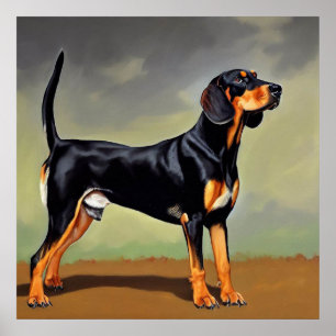 Black and Tan Coonhound Dog Poster