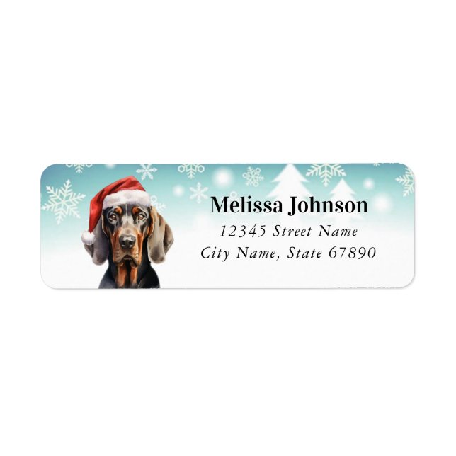 Black and Tan Coonhound Dog Return Address Labels (Front)