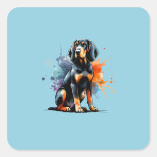 Black and Tan Coonhound Dog Square Sticker