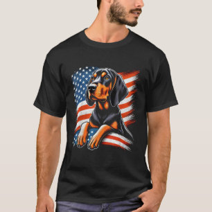 Black and Tan Coonhound Dog US FLAG Black and Tan T-Shirt