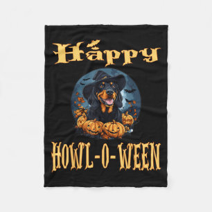 Black And Tan Coonhound Dog Whitch Hat Halloween Fleece Blanket