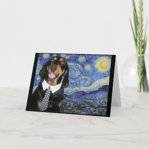 Black and Tan Coonhound in Starry Night, Parody, Card