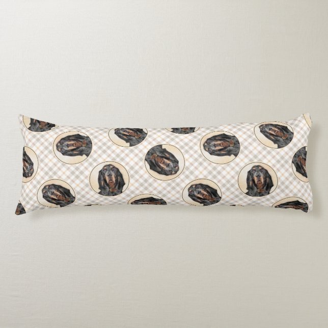 Black and Tan Coonhound Painting Original Dog Art Body Pillow (Front)