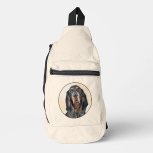 Black and Tan Coonhound Painting Original Dog Art Sling Bag