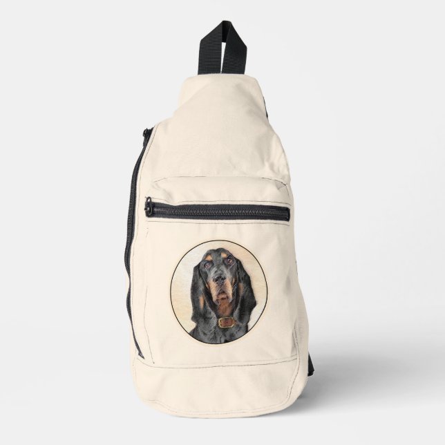 Black and Tan Coonhound Painting Original Dog Art Sling Bag (Front)
