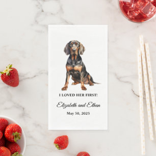 Black and Tan Coonhound Pet Cocktail Wedding  Napkin