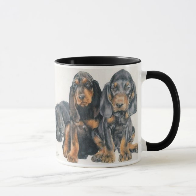 Black and Tan Coonhound Puppies Mug (Right)