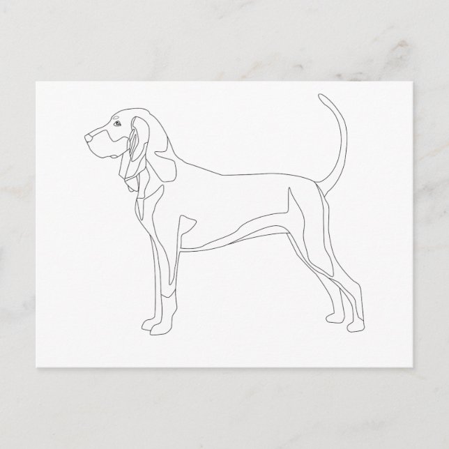 Black and Tan Coonhound Ready to Colour Design Postcard (Front)