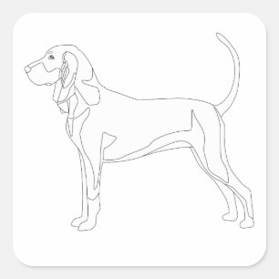 Black and Tan Coonhound Ready to Colour Design Square Sticker