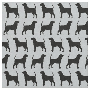 Black and Tan Coonhound Silhouettes Pattern Fabric