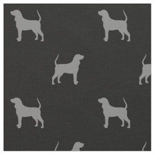 Black and Tan Coonhound Silhouettes Patterned Fabric
