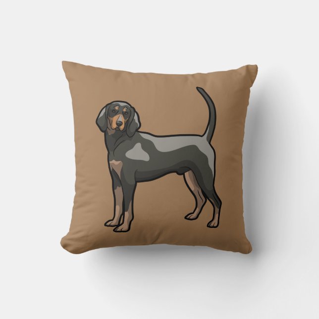 Black and Tan Coonhound  Throw Pillow (Front)