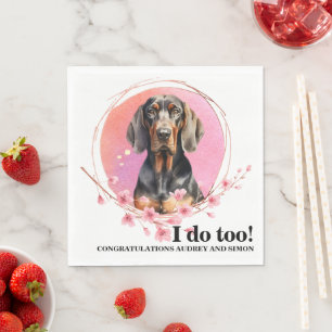 Black and Tan Coonhound Wedding Napkins With Dogs