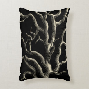 Black and Tan Coral Accent Pillow
