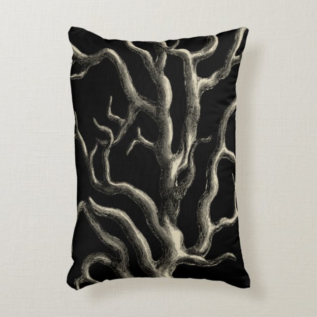 Black and Tan Coral Accent Pillow (Front(Vertical))