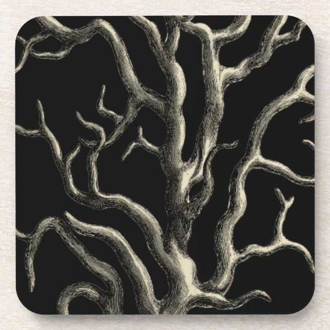 Black and Tan Coral Coaster (Front)