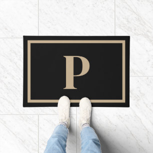 Black and Tan Custom Initial Doormat