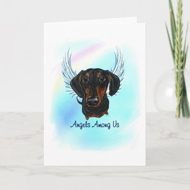 Black and Tan Dachshund Angel Dog Pet Loss Card (Front)