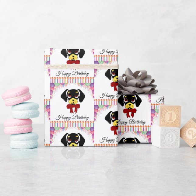 Black and Tan Dachshund Birthday Wrapping Paper (Baby Shower)