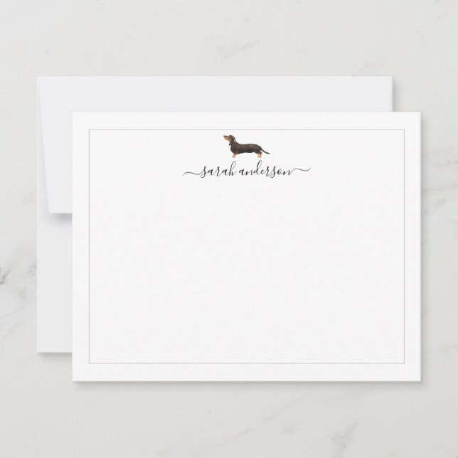 Black and Tan Dachshund Border Personalized Card (Front)