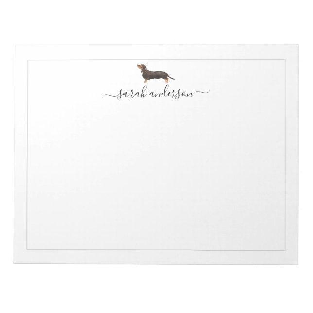 Black and Tan Dachshund Border Personalized Notepad (Front)