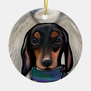 Black and Tan Dachshund Ceramic Ornament
