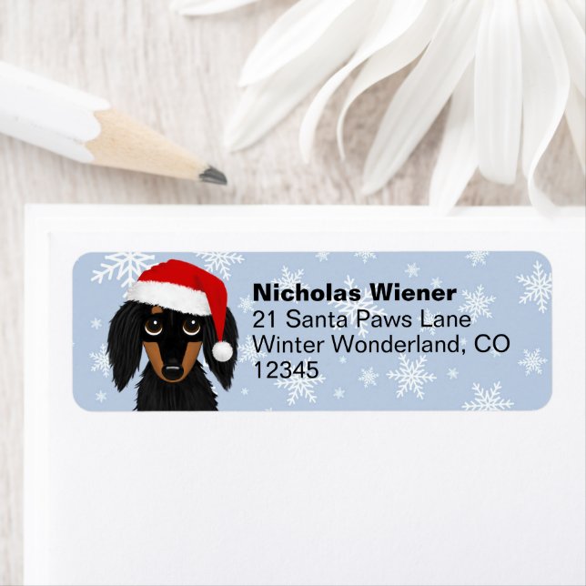 Black and Tan Dachshund Christmas Adresse de retou (En situation)