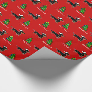 Black and Tan Dachshund Christmas Posing Wrapping Paper