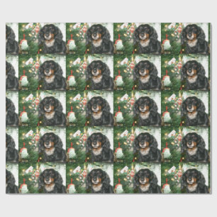 Black and tan Dachshund Christmas Wrapping Paper