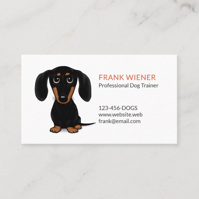Black and Tan Dachshund | Cute Doxie Cartoon Dog Business Card (Front)