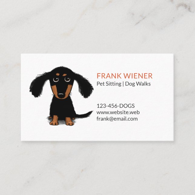 Black and Tan Dachshund | Cute Doxie Cartoon Dog Business Card (Front)