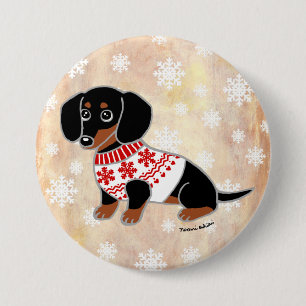 Black and Tan Dachshund Cute Eyes 3 Inch Round Button