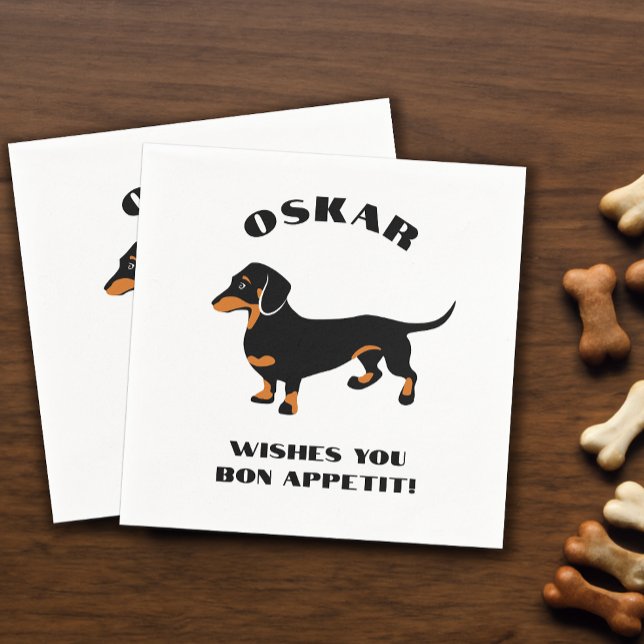 Black and Tan Dachshund Doxie Dog Custom Text Napkin (Creator Uploaded)