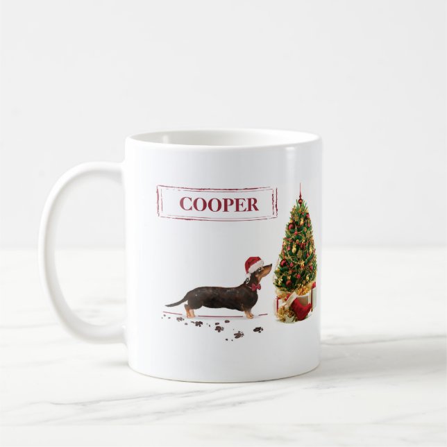 Black and Tan Dachshund Funny Christmas Dog Coffee Mug (Left)