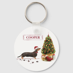 Black and Tan Dachshund Funny Christmas Dog Keychain
