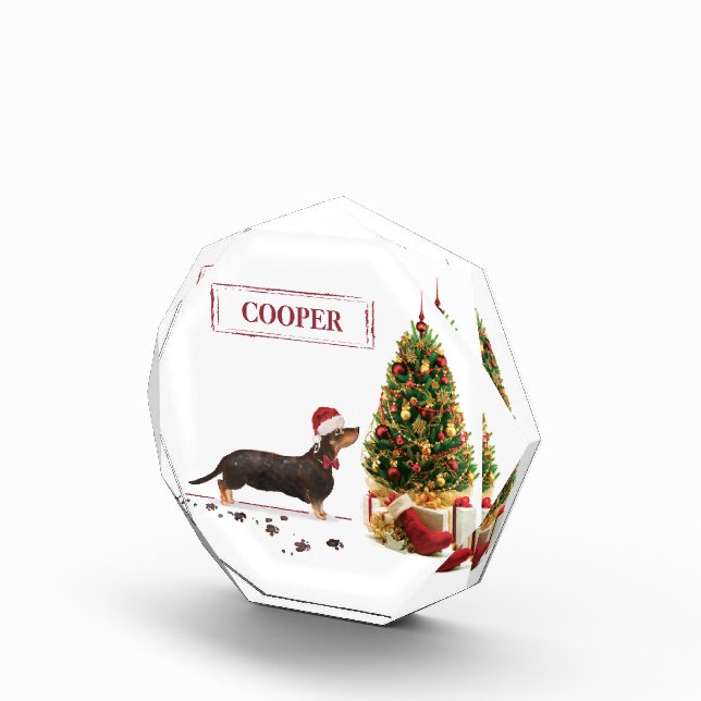 Black and Tan Dachshund Funny Christmas Dog Photo Block (Right)