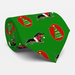 Black and Tan Dachshund Holiday Tie