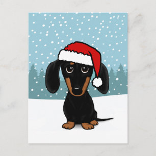 Black and Tan Dachshund Holiday Wiener Dog Custom Postcard