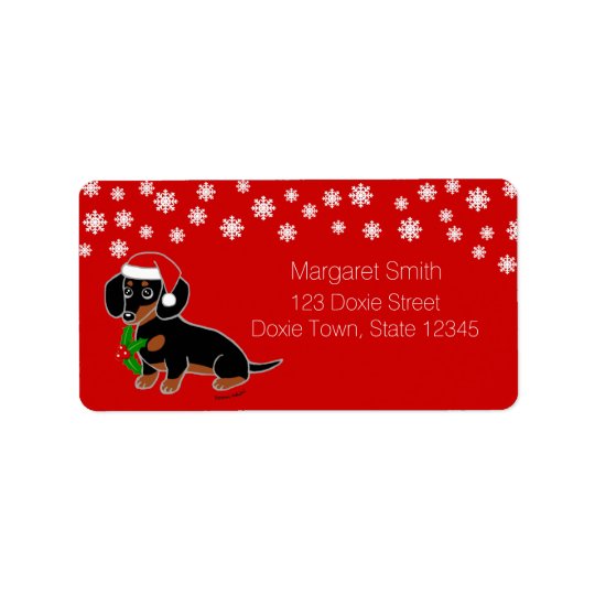 Black and Tan Dachshund Santa Labels