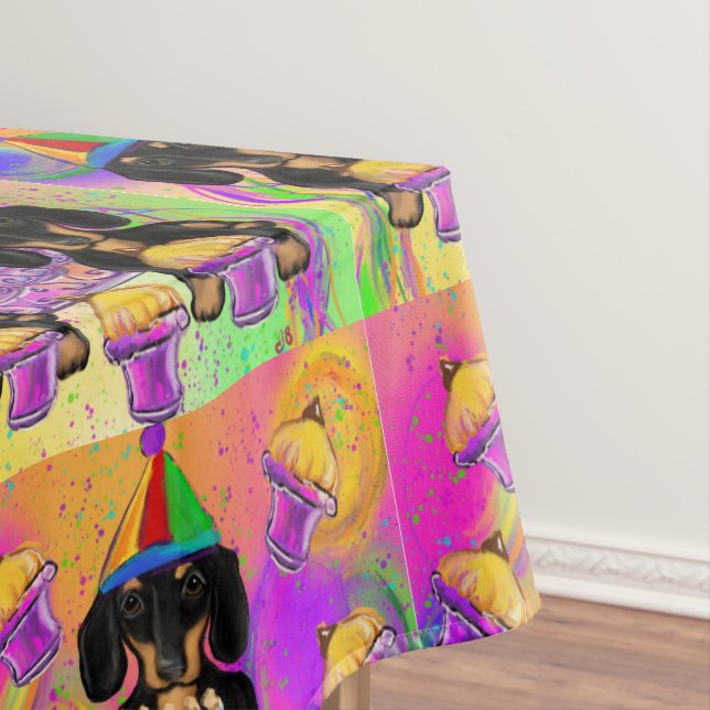 Black and Tan Dachshund Tablecloth (In Situ)