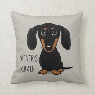 Black and Tan Dachshund   Wiener Dog Personalized Throw Pillow