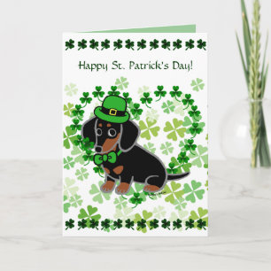 Black and Tan Dachsund St. Patrick's Day Sitting Card