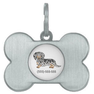 Black And Tan Dapple Long Hair Dachshund Dog Pet ID Tag