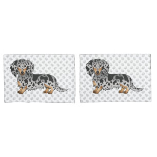 Black And Tan Dapple Long Hair Dachshund Dog Pillowcase