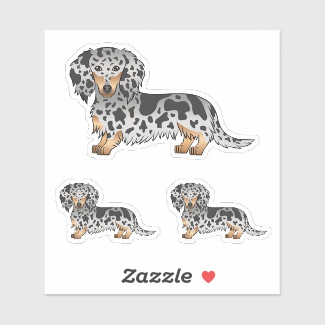 Black And Tan Dapple Long Hair Dachshund Dogs (Sheet)