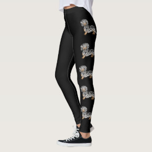 Black And Tan Dapple Long Hair Dachshund Dogs Leggings