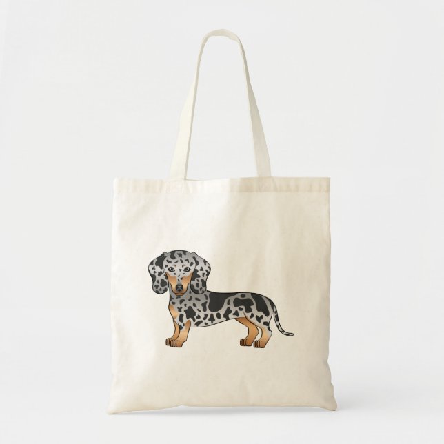 Black And Tan Dapple Short Hair Dachshund Cute Dog Tote Bag (Front)